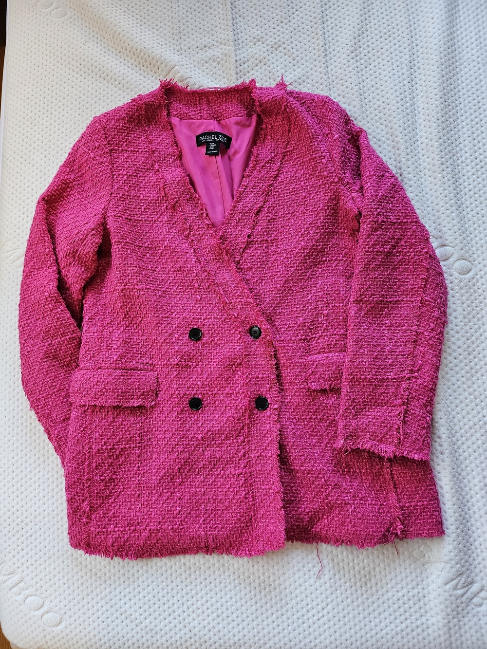 Rachel Zoe Fuchsia Bouclé Double-Breasted Blazer
